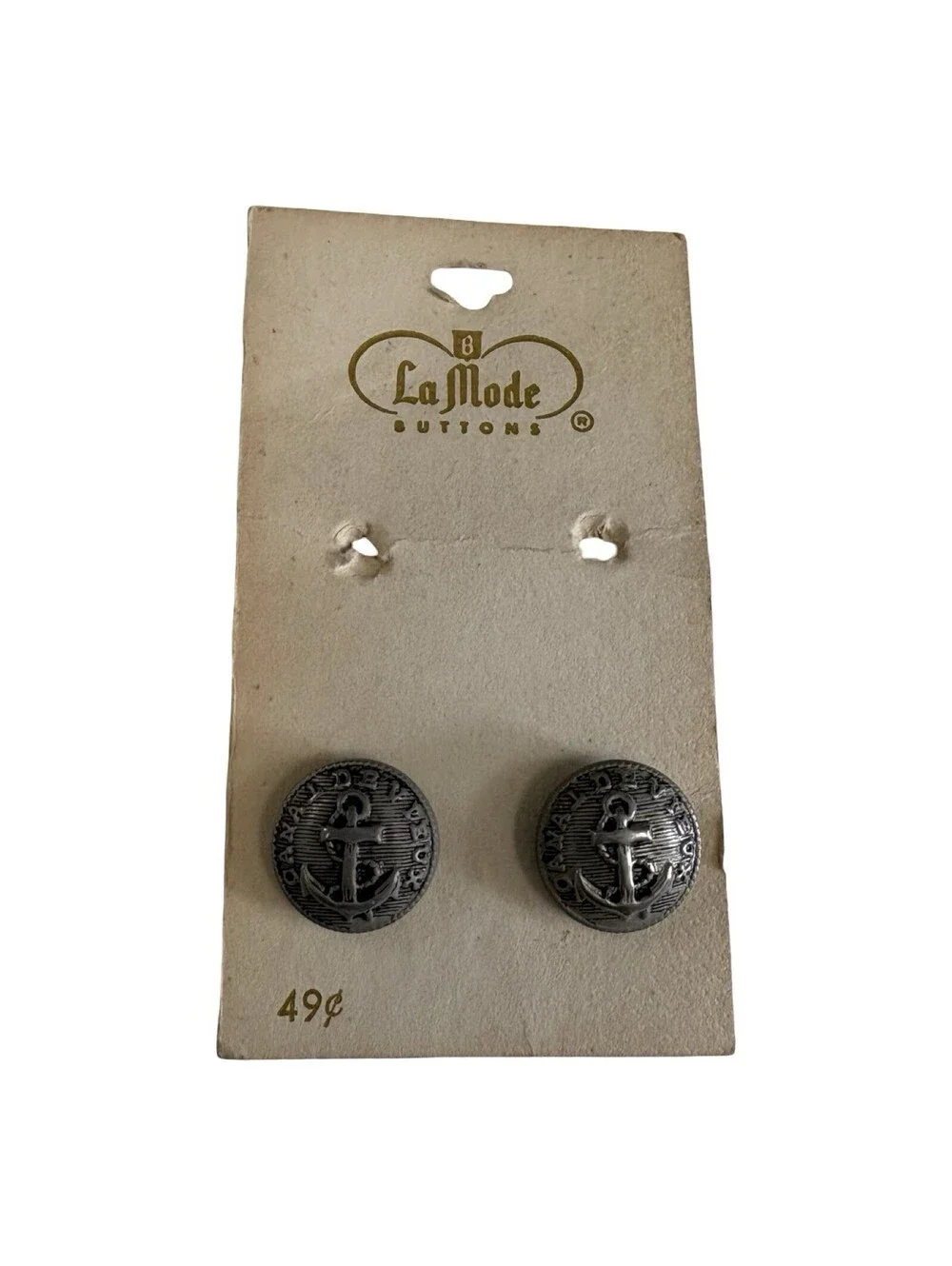 VTG LaMode Buttons Lot of 2 Canal de Vieux Anchor Sailor Navy Silver Tone 5/8